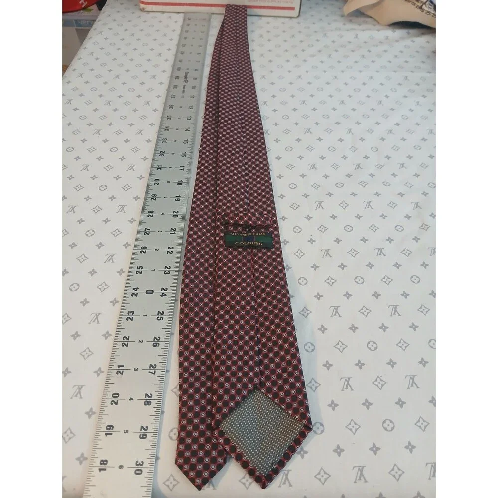 Alexander Julian Colours Mens Tie Red Black Geometric Medallion
